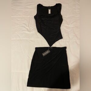 Pretty Little Thing- SHAPE BLACK SLINKY COWL set